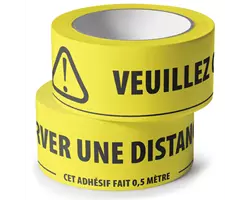 Ruban adhésif de marquage au sol avec message de distanciation 48 mm x 33 M