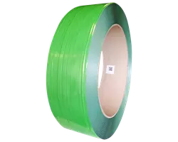 Feuillard polyester vert 100% recyclé 15mm x 0.8mm x 1600M diamètre intérieur 406mm