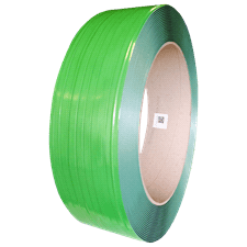 Feuillard polyester vert 100% recyclé 15mm x 0.8mm x 1600M diamètre intérieur 406mm