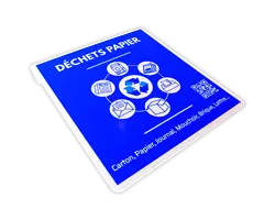 Plaque signalétique pour poubelle de tri - Papier/Bleu