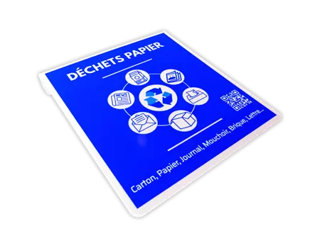 Plaque signalétique pour poubelle de tri - Papier/Bleu | POUBPLV1 | Bulteau Systems
