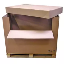 Demi-caisse carton américaine double cannelure avec abattant 118,5 x 78,5 x 87 cm