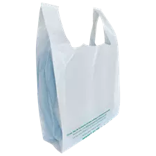 Sac plastique blanc à bretelles avec soufflets 50µ 26 x 45 cm