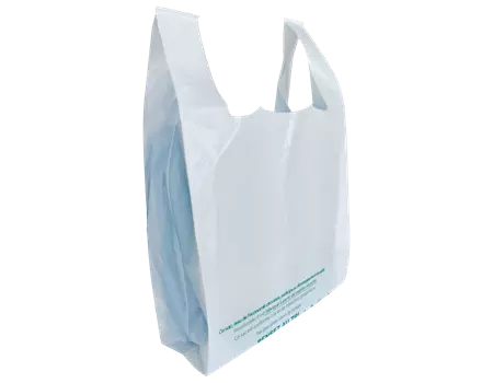 Sac plastique blanc à bretelles avec soufflets 50µ 26 x 45 cm | SACB01-M | Bulteau Systems