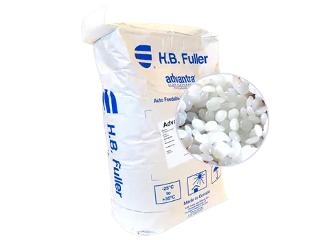 Colle hotmelt H.B. Fuller spéciale packaging Advantra 9115 base métallocène - Spéciale surgelé et frais | CHMFA9115-M | Bulteau Systems