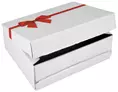 Boîte cadeau coffret imprimé nœud rouge 24,1 x 16,6 x 9,4 cm | OD0539-M | Bulteau Systems